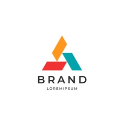 Three elements triangle logo. Abstract symbol business  logotype.