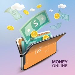 Money Online Mobile Phone VECTOR