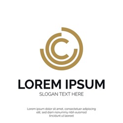 C Letter and Circle Logo Design Premium Vector