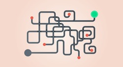 My way. Career labyrinth. Chaos line. Falls and mistakes in work maze. Personal direction right and wrong  solutions. From A to B complicate path. Find successful direction. Vector illustration.