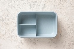 Empty lunch box on light background, workplace food