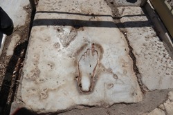 Ancient footprint in the Ancient city of Ephesus, Turkey