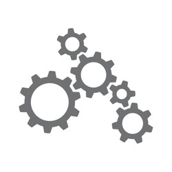 Vector icon of several machinery cogs and gears working together