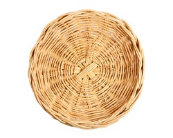 Empty Basket, Wicker baskets, Bamboo basket on white background. Top view.