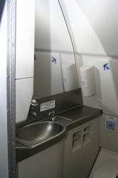 Sink in airplane toilet interior