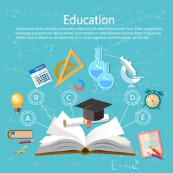 Education infographics open book of knowledge school background education infographics  technology 
