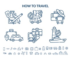 Travel icon set. Vector 