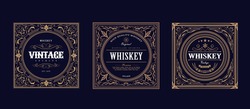 Set of Whiskey Label vintage design retro vector illustration