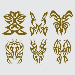 Tribal tattoo designs. Set of vector illustrations. 