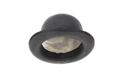 vintage gray bowler hat isolated on white background
