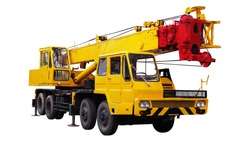 Yellow Truck Crane, Isolated