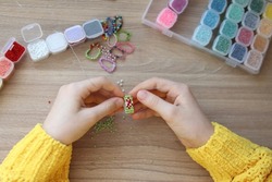 beading, beads, needlework, children, handmade