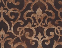 Abstract antique damask patchwork pattern with geometric , brown color artificial leather