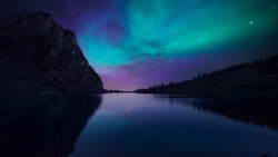 Night at Lake Aurora_Switzerland Bannalp Lake_Iceland_Aurora_Starry Sky