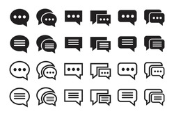 Chat black icon set. Talk, speak, communication, speech vector illustration. Suitable for website or content design