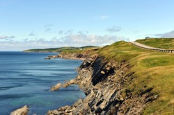 The rugged coast of the world famous Cabot Trail in Cape Breton, Nova Scotia, Canada