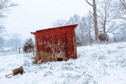Frozen winter wonderland day on the farm