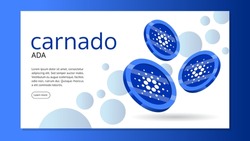 Cardano ADA Cryptocurrency banner design. Cryptocurrency Blockchain technology. Vector Illustration