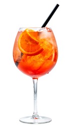 glass of aperol spritz cocktail isolated on white background