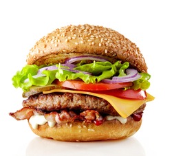 fresh tasty burger isolated on white background