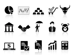stock exchange icons set