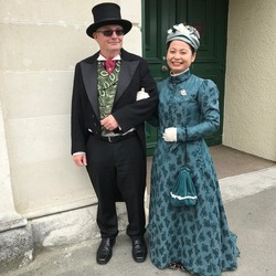 Victorian vintage fete couple in Oamaru, Otago, New Zealand