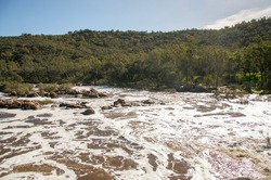 The Bell Rapids white water where the Avon and Swan River meet in Brigadoon in the Swan Valley region in Western Australia/Bell Rapids and Lush Flora/Brigadoon, Swan Valley Region, Western Australia