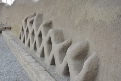 Details of the stunning adobe architecture in Chan Chan ruins in modern day Peru is the oldest known Pre-Colombian city in all of South America. Trujillo, Peru.