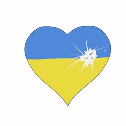 Broken heart of Ukraine with shrapnel