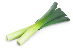 Leek vegetable closeup isolated on white background
