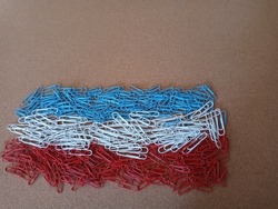 Memorial Day Background made with red, white and blue paper clip art. Background upside down flag with open space. . 
