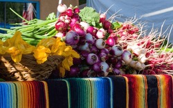 colorful southwest farmers market vegetables in morning light