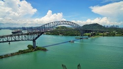 ENTRANCE TO PANAMA CANAL FROM PACIFIC SIDE-BRIDGE OF AMERICAS