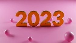 Happy new year 2023 decoration background, new year 2023 text, 3D rendering illustration
