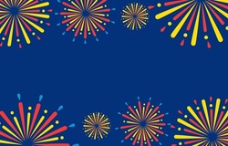 4th of July greeting with blue background with fireworks,American independence day celebration. Vector illustration design. 