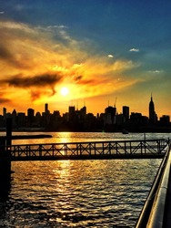 New York City skyline Sunrise on the Hudson River iPhone photo