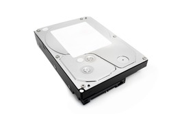 Hardware disk HDD datum for computer PC isolated on white background. Hard drive technology storage for modern gadget backup and information