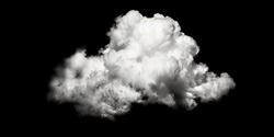 Single cloud in air, isolated on black background. Fog, white clouds or haze For designs isolated on black background. Abstract cloud.