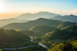 Aerial view of Beautiful natural scenery mountain in Thailand