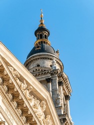 St. Stephen Basilica's south bell tower on a sunny afternoon