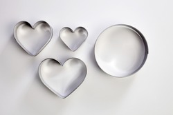 round and heart shape cutter on the white background