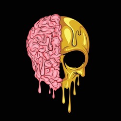 Skull Brain Vector Art Illustration