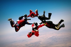 Skydiving teamwork formation
