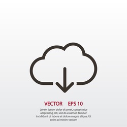 Cloud download. One of a set of linear web icons