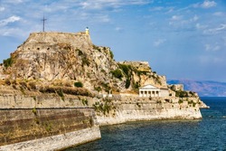 The old Venetian fortress of Corfu town, Corfu, Greece. The Old Fortress of Corfu is a Venetian fortress in the city of Corfu. Venetian Old Fortress (Palaio Frourio), Ionian Islands, Greece