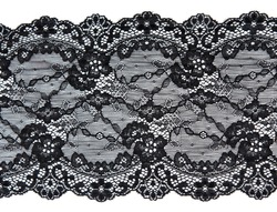 Black lace with pattern in the manner of flower on white background