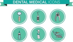 Dental medical, Teeth and Tooth Icon Set Vector Dental care and dentist. Dental disease and treatment