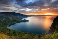 sunset Lake Toba
 north Sumatra Indonesia
