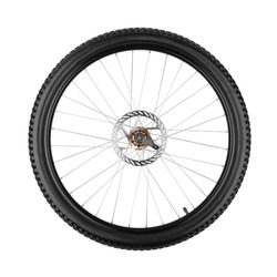 wheel of a mountain bike isolated on white background 