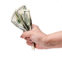 Money in the hand (Hand with money, Hand holding Banknotes)